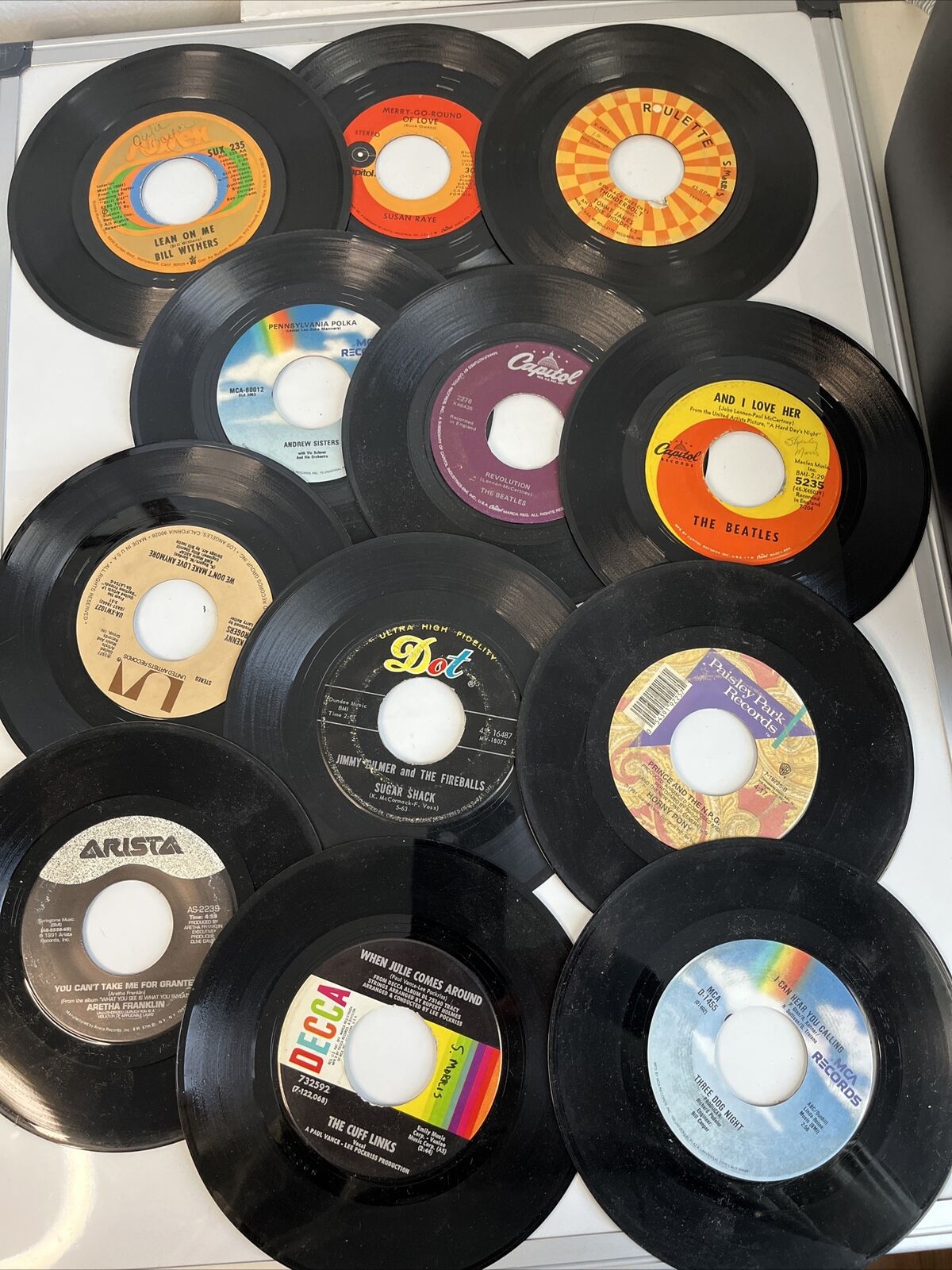 1950s 30 Vintage 45 Records  Storage Book Ungraded Worn Used Estate Sale Beatles