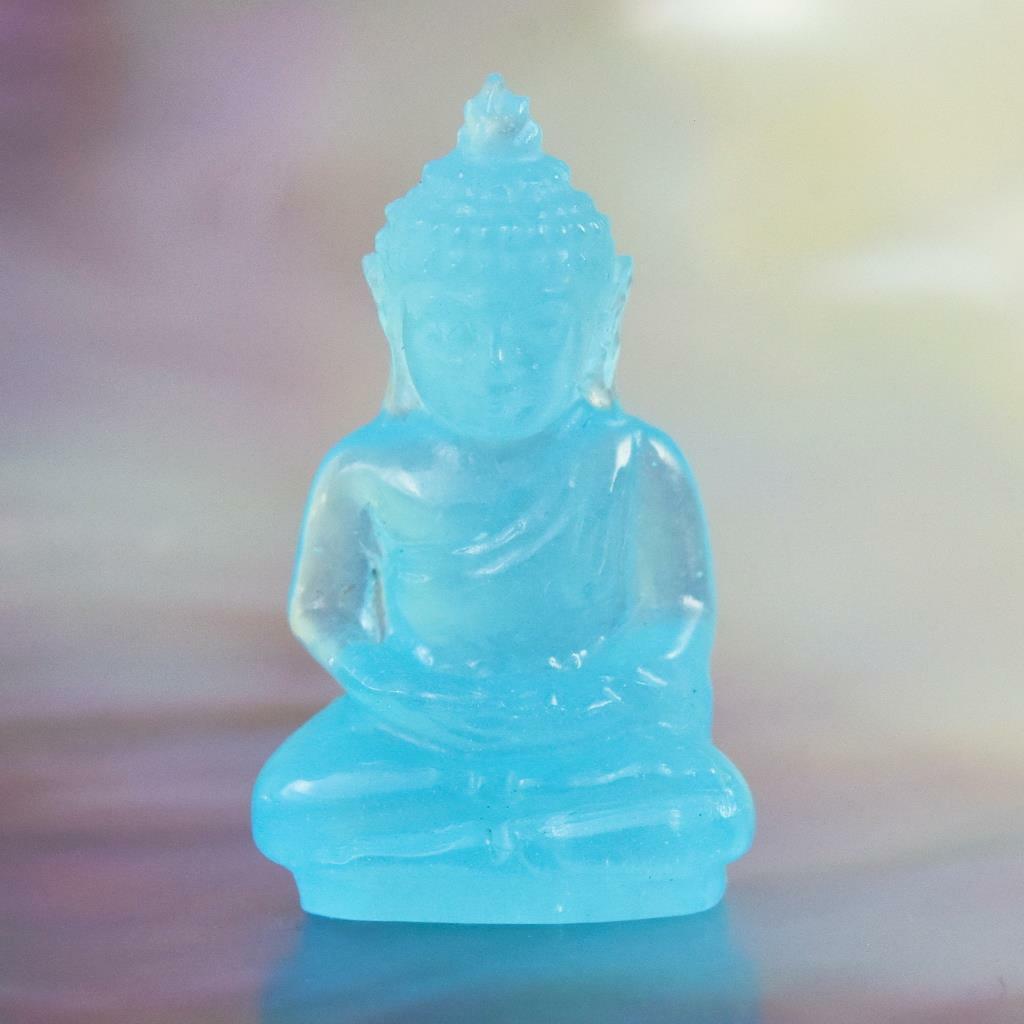 Miniature Image of the Buddha Sculpture Blue Garut Chalcedony Carving 6.10 cts