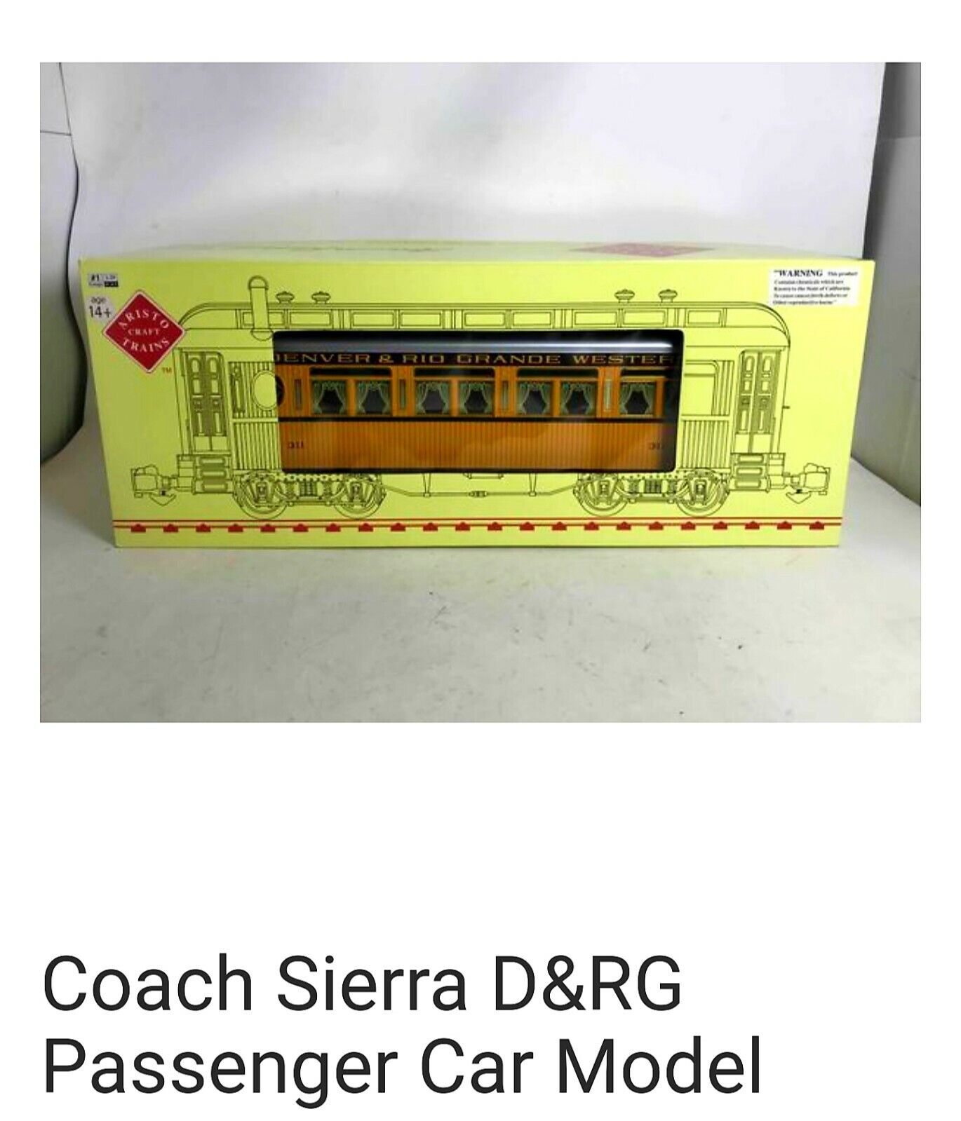 Coach Sierra D&RG Passenger Car Model. Aristo Craft Trains