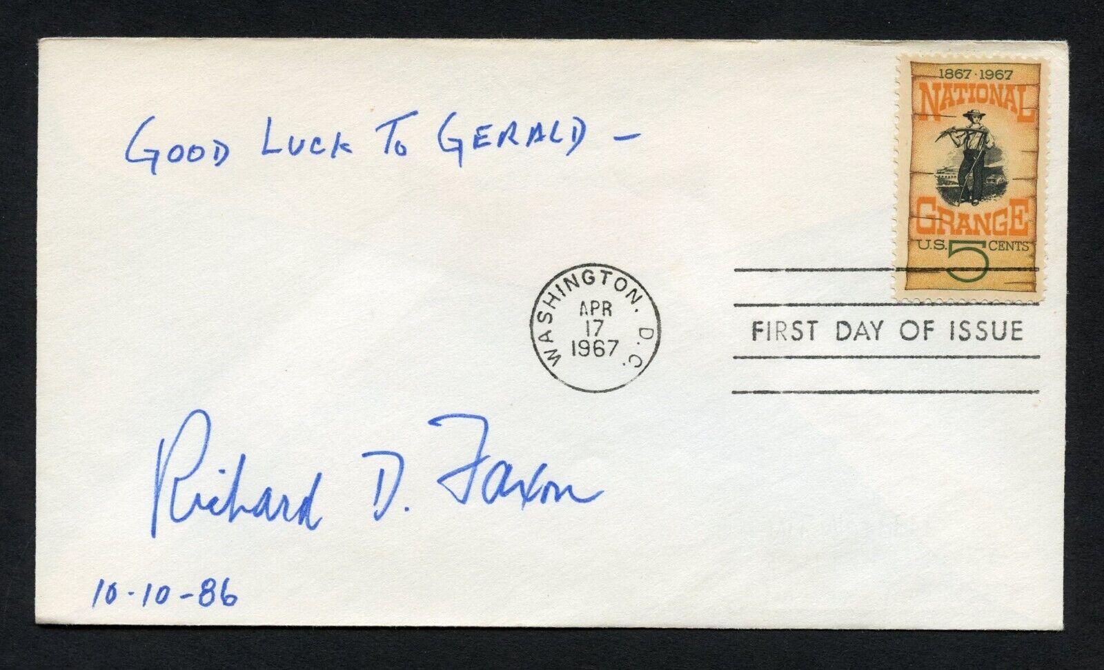 Richard D. Faxon signed autograph auto First Day Cover WWII ACE USAAF