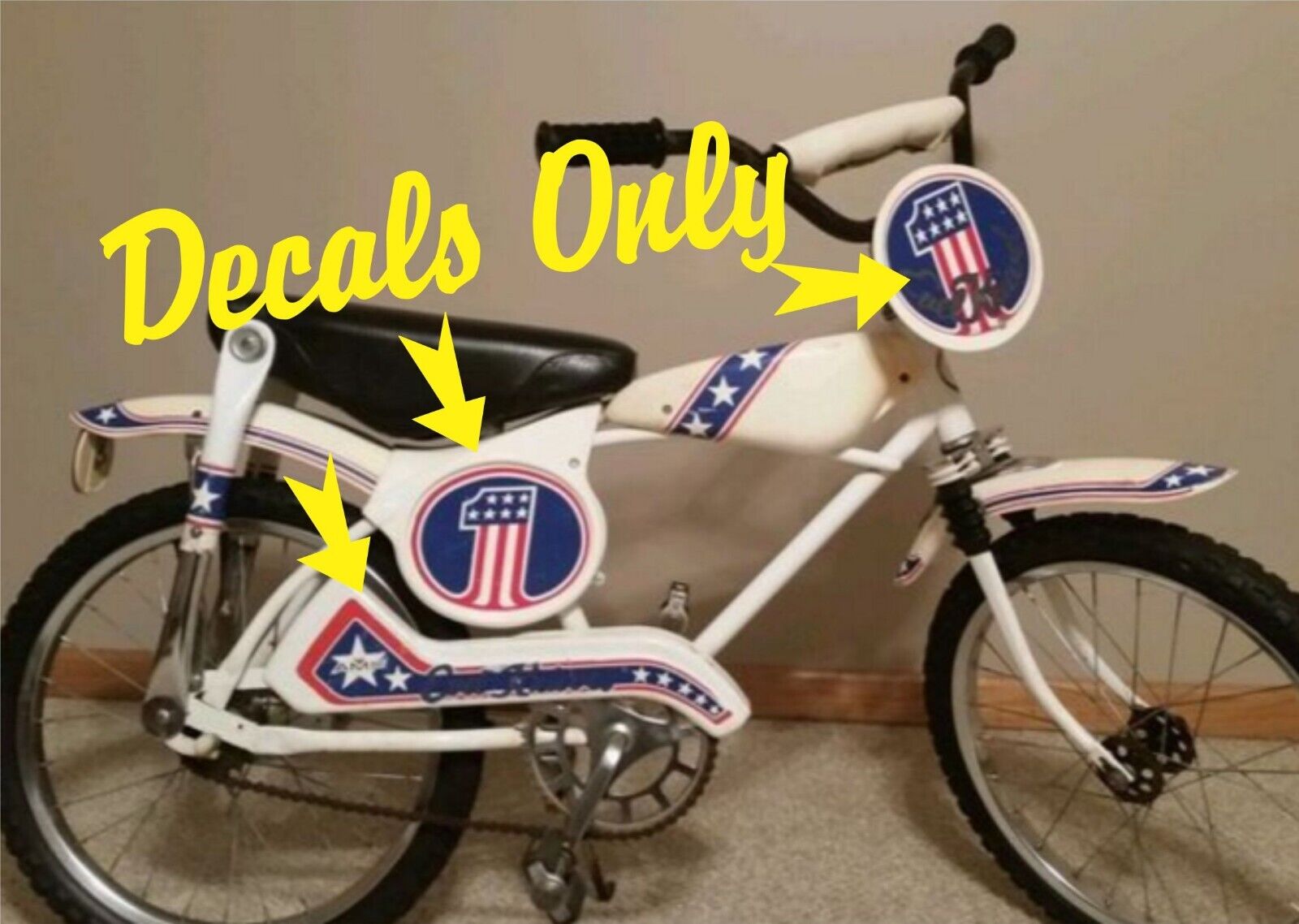 Evel Knievel Bicycle AMF BMX Bicycle Decal Huffy Reproduction Set