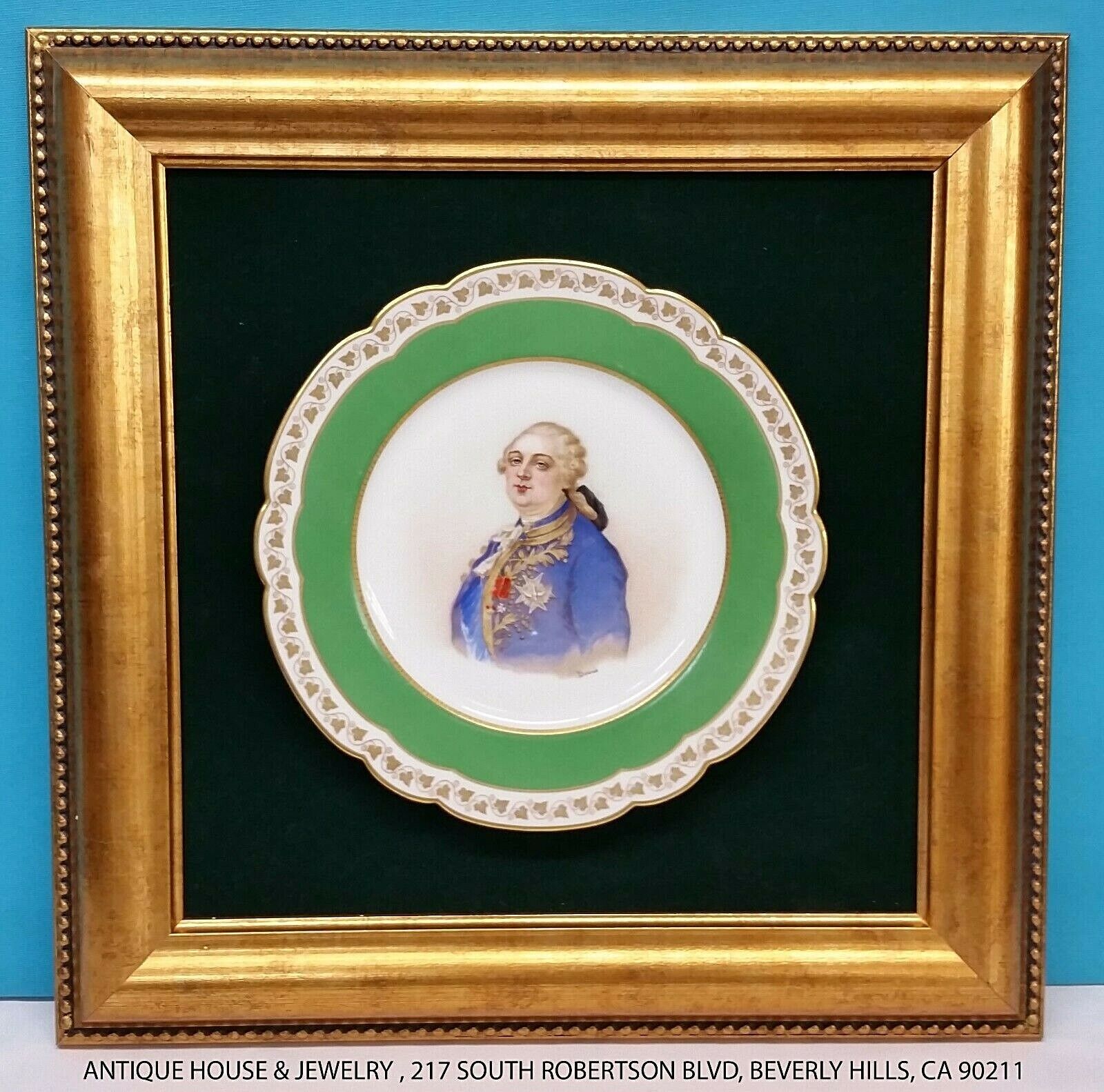 19th Century, 1846 French Porcelain Plate Depicting Louis XVI with Frame signed