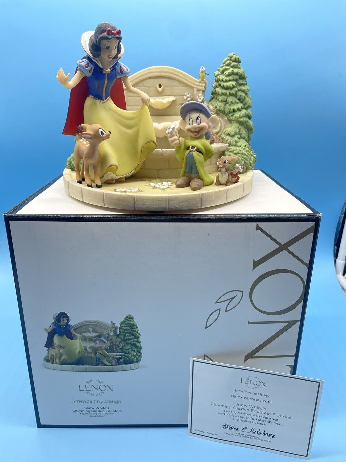 Lenox: Snow White's Charming Garden Fountain, New in box-Rare & Retired w/Cert