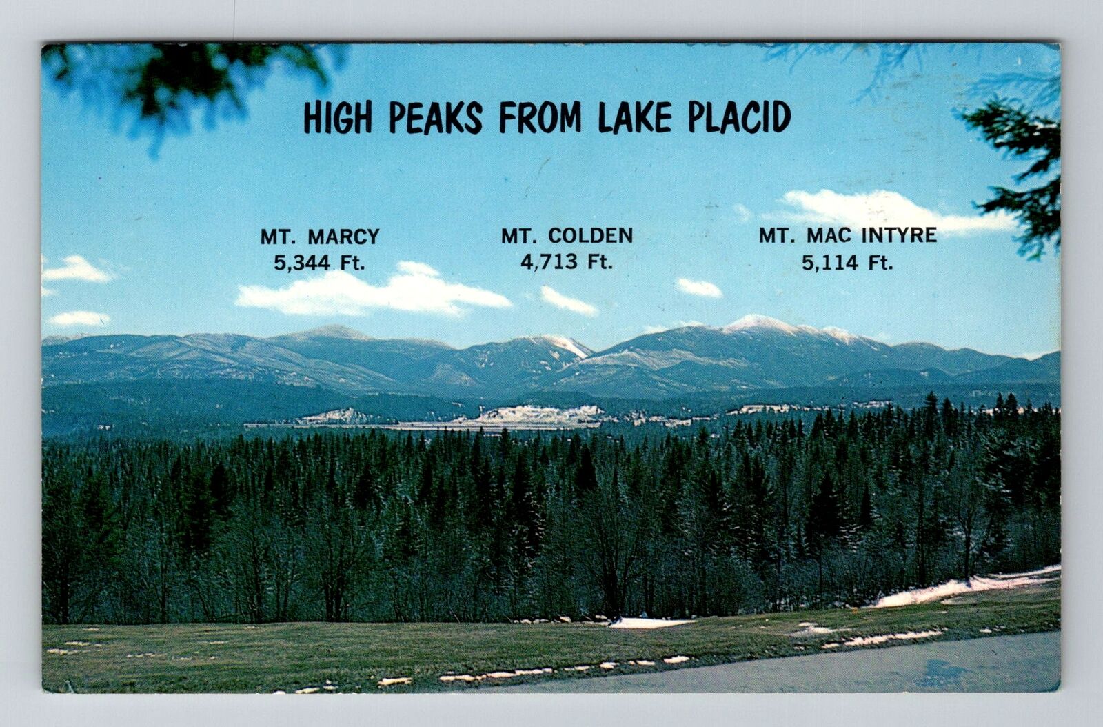 Lake Placid NY-New York, Mt Marcy, Mt Colden, Mt Mac Intyre Vintage Postcard