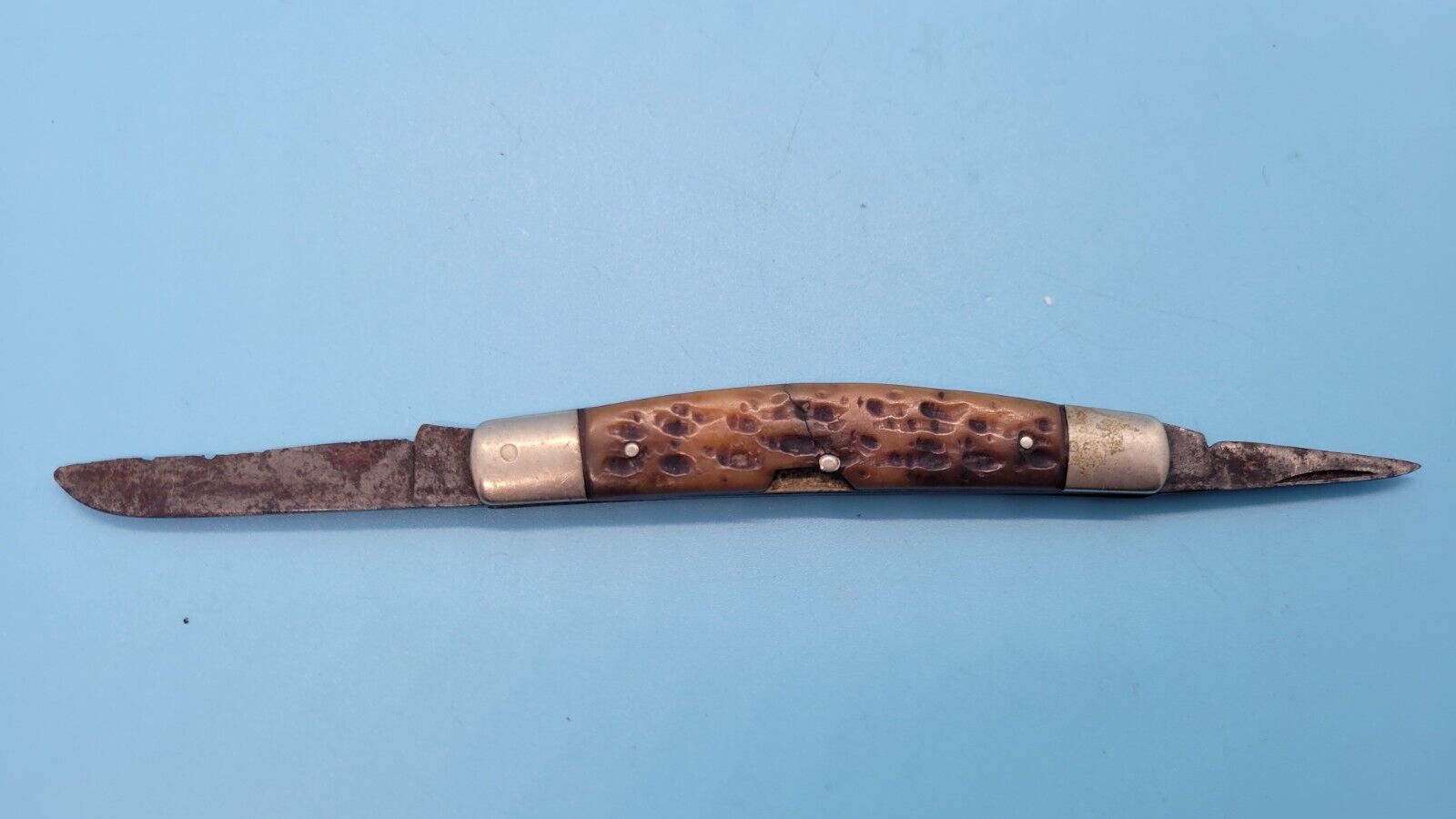 Vintage Camillus Sword Knife USA Stag? Handle Folding Knife