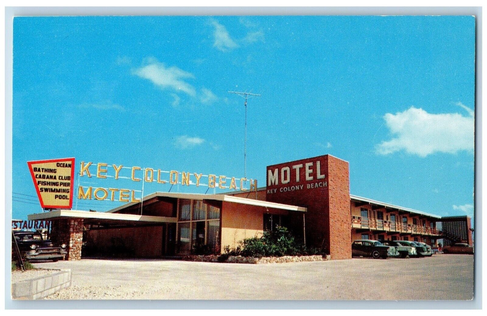 Marathon Shores Florida FL Postcard Key Colony Beach Motel c1960 Vintage Antique
