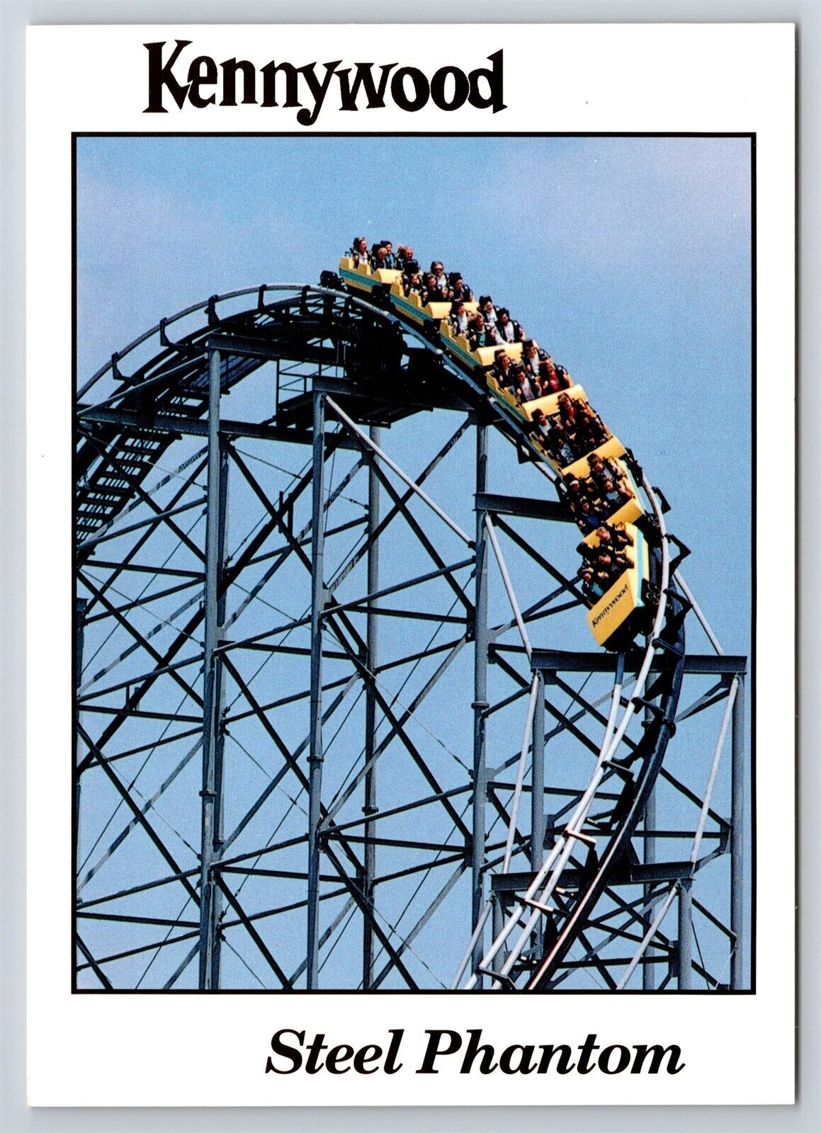 Postcard PA Kennywood Amusement Park Steel Phantom Loop Roller Coaster 2AU13