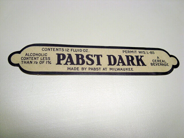 Circa 1920s Pabst Dark Neck Label, Milwaukee, Wisconsin – 