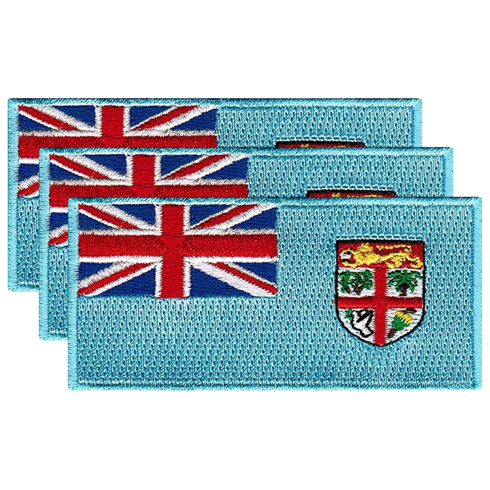 Fiji International Country Flag Iron On Patch Embroidered Sew On Badge x3