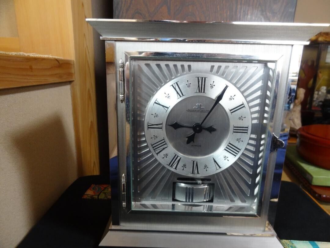 Jaeger LeCoultre Antique Atmos Air Classic Table Clock Silver working Used F/S