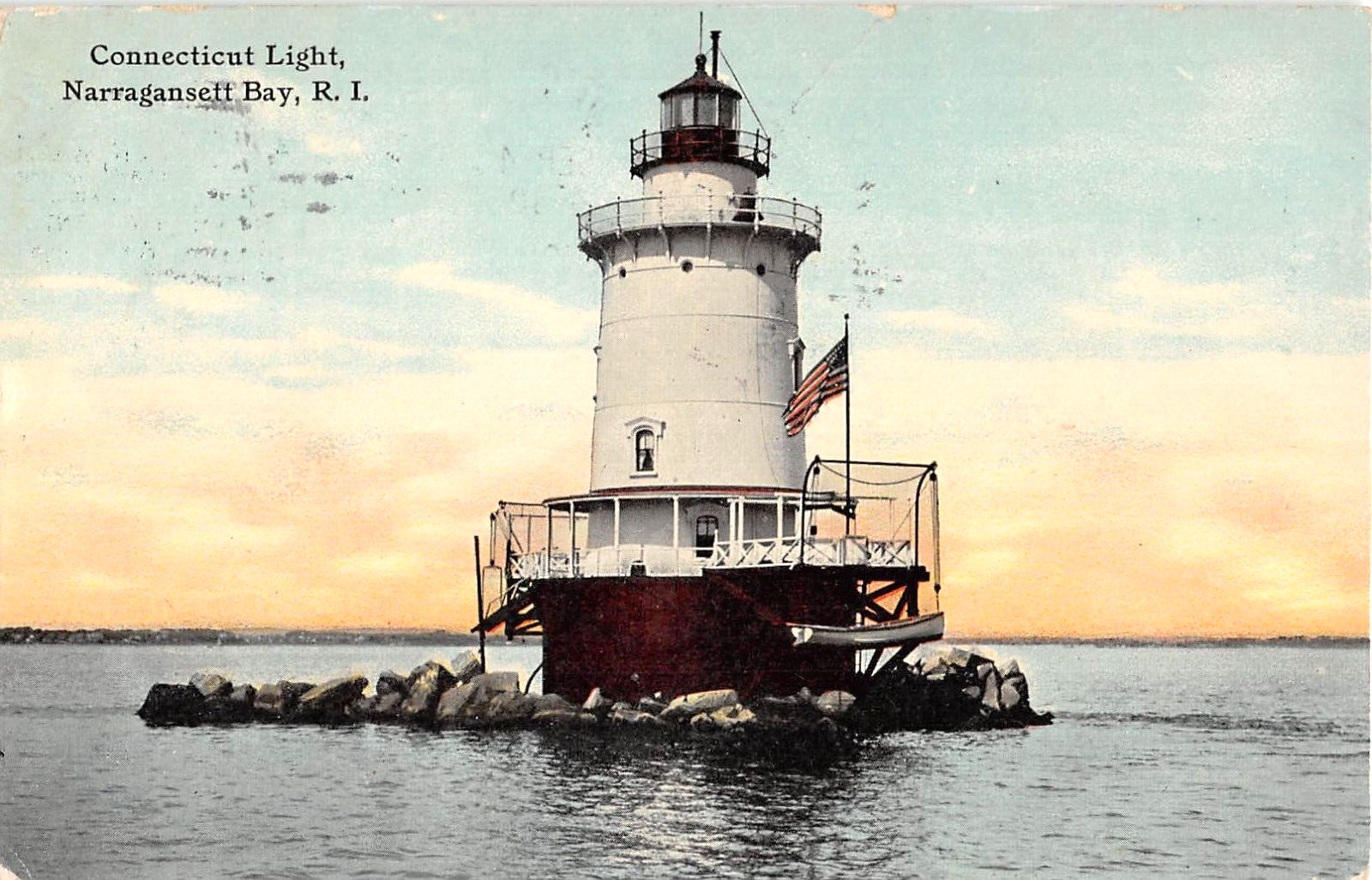 c.1910 Connecticut Light House Narragansett Bay RI post card