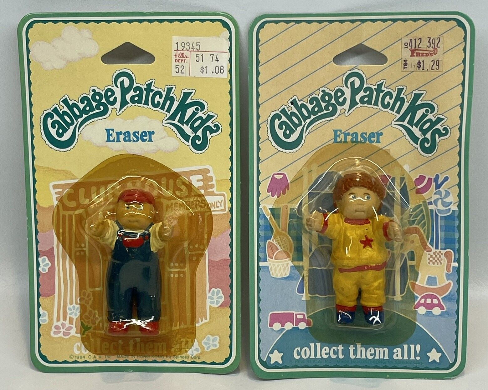Vintage 1984 Cabbage Patch Kids Eraser Lot Of 2 Original Package NOS