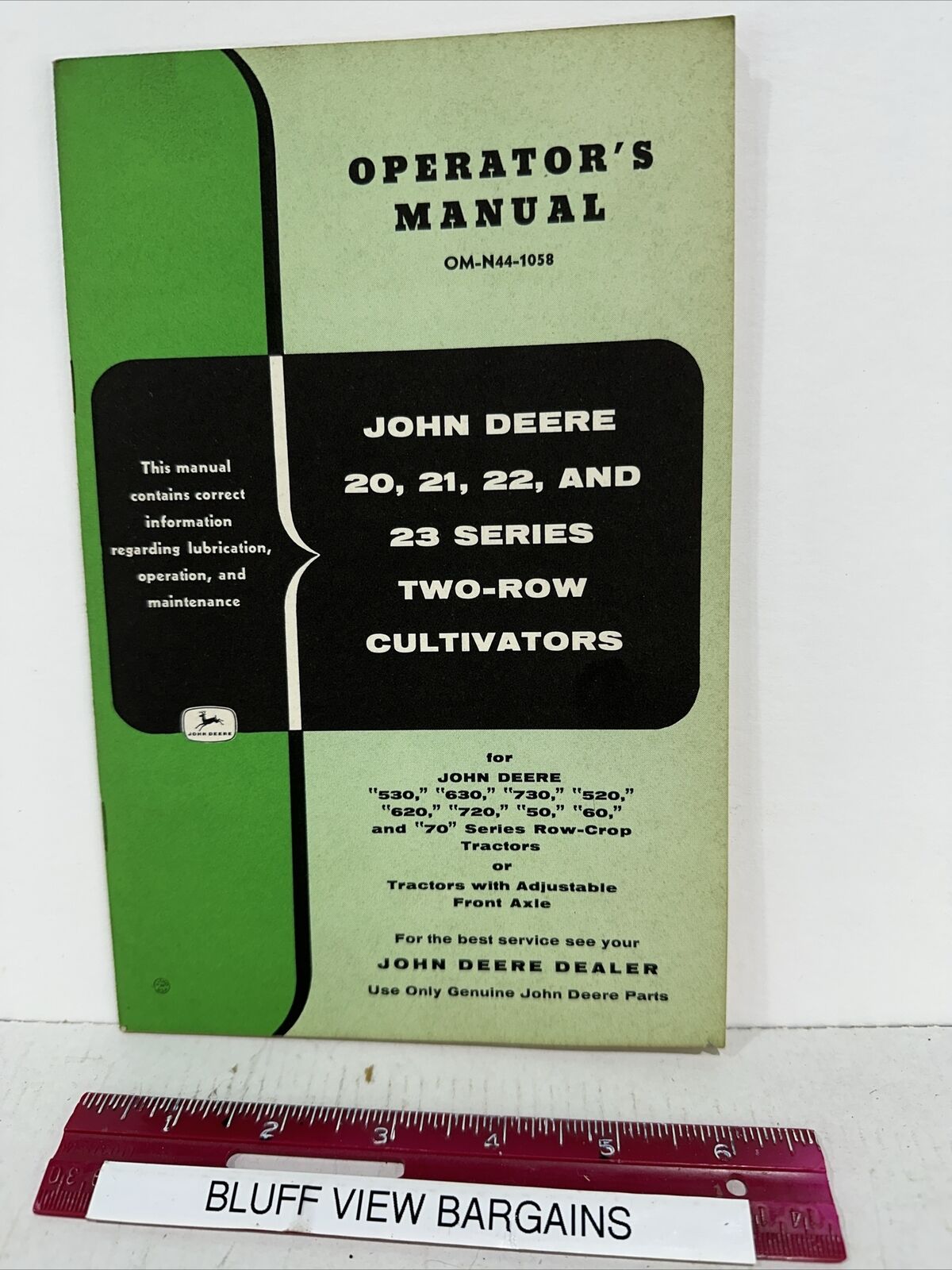 1950\'s John Deere Operator\'s Manual OM-N29-1058 Two Row Cultivator 20-23 Series
