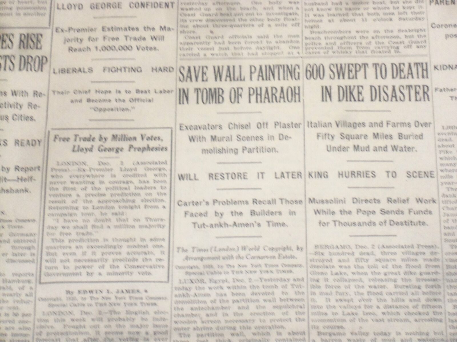 1923 DECEMBER 3 NEW YORK TIMES - SAVE PAINTING IN TOMB OF PHARAOH - NT 9211