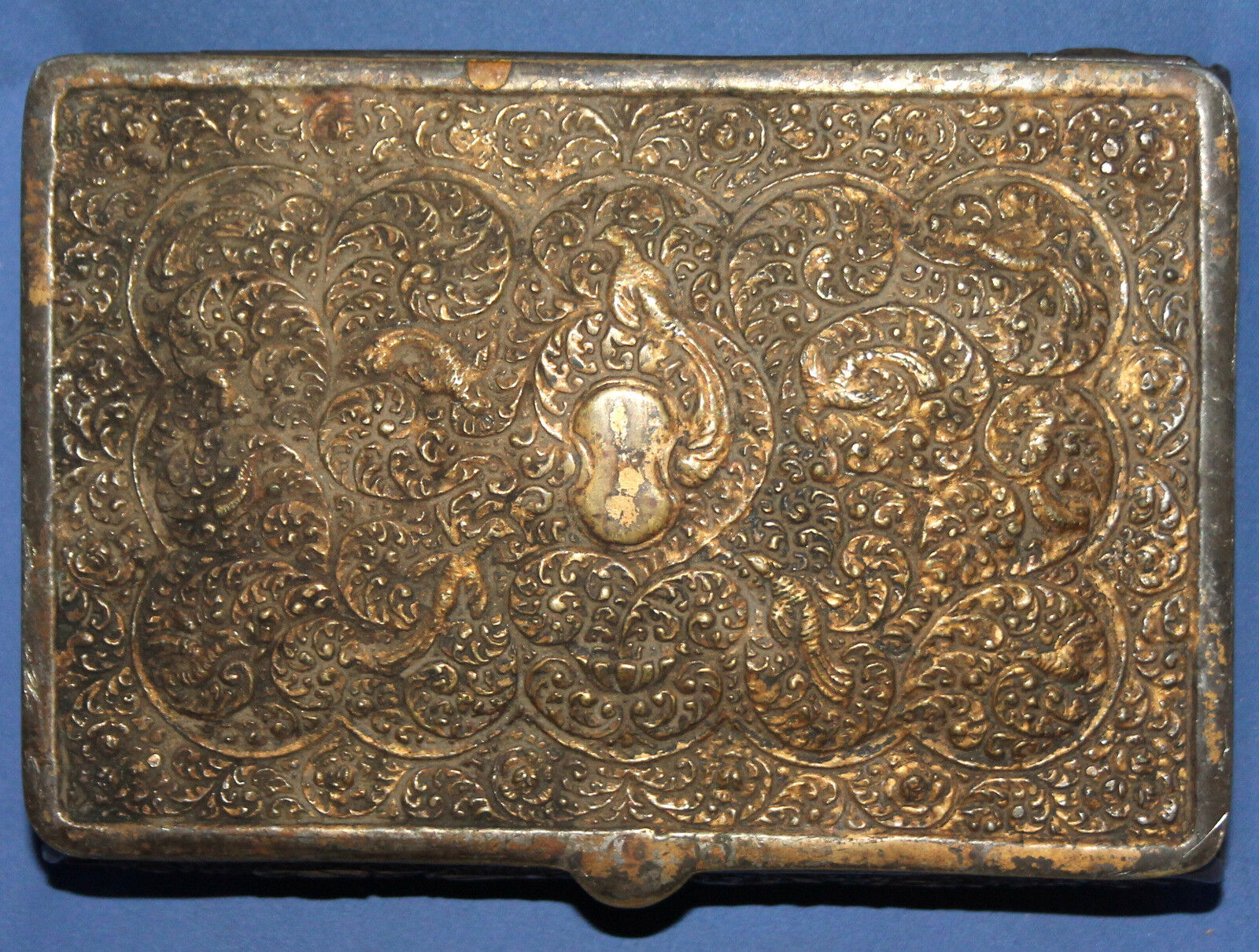 Antique Ornate Floral Metal footed jewellery box