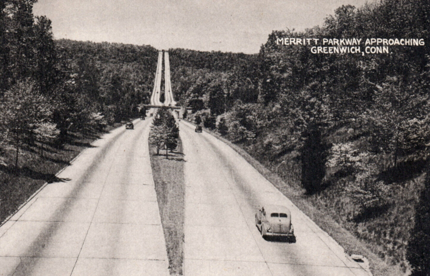 Greenwich Connecticut Merritt Parkway Automobile Vintage Postcard 1952
