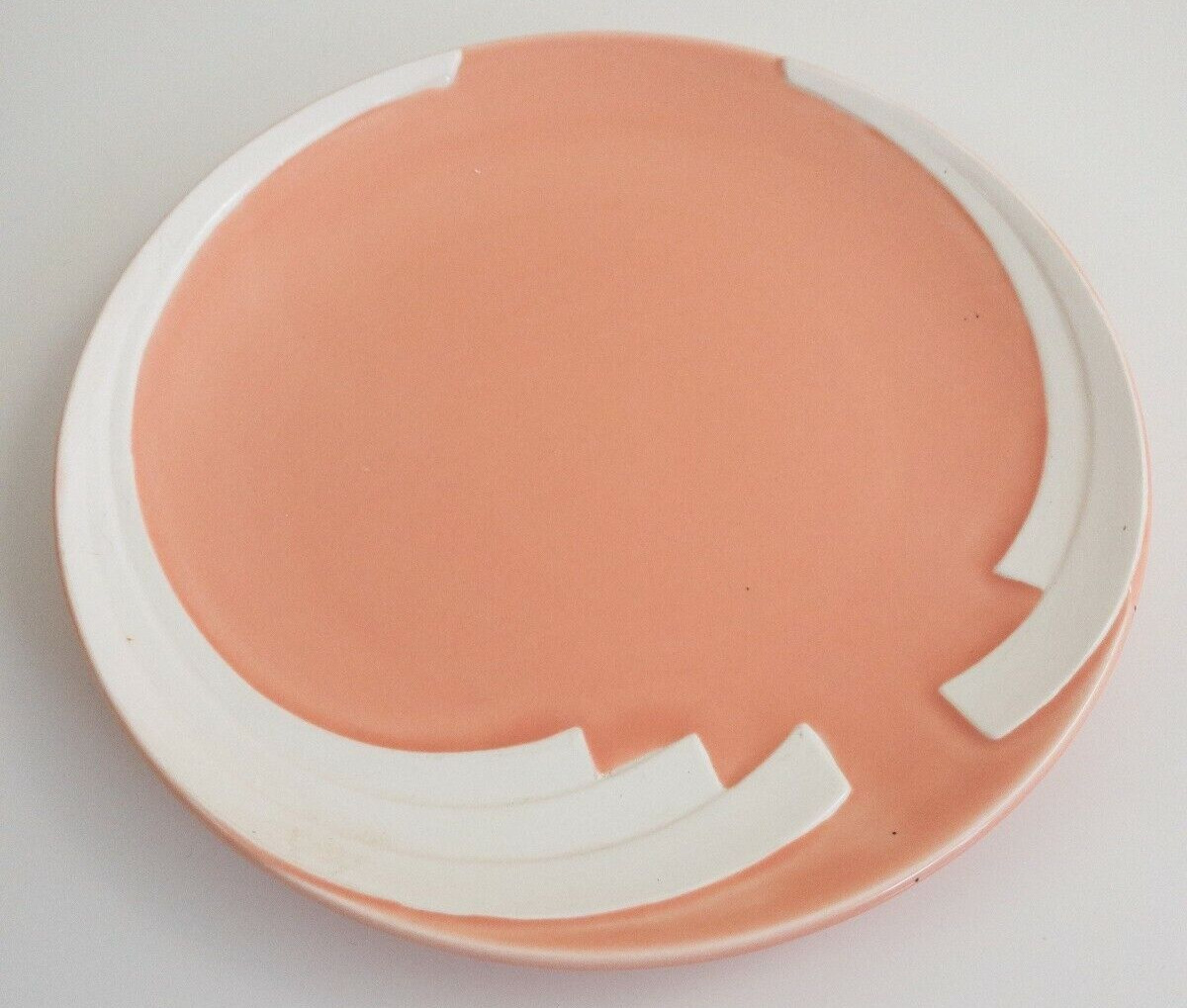 FUJIMORI KATO KOGEI Society Plate Japan 7.5” Pink Salmon Retro 80s Art Deco