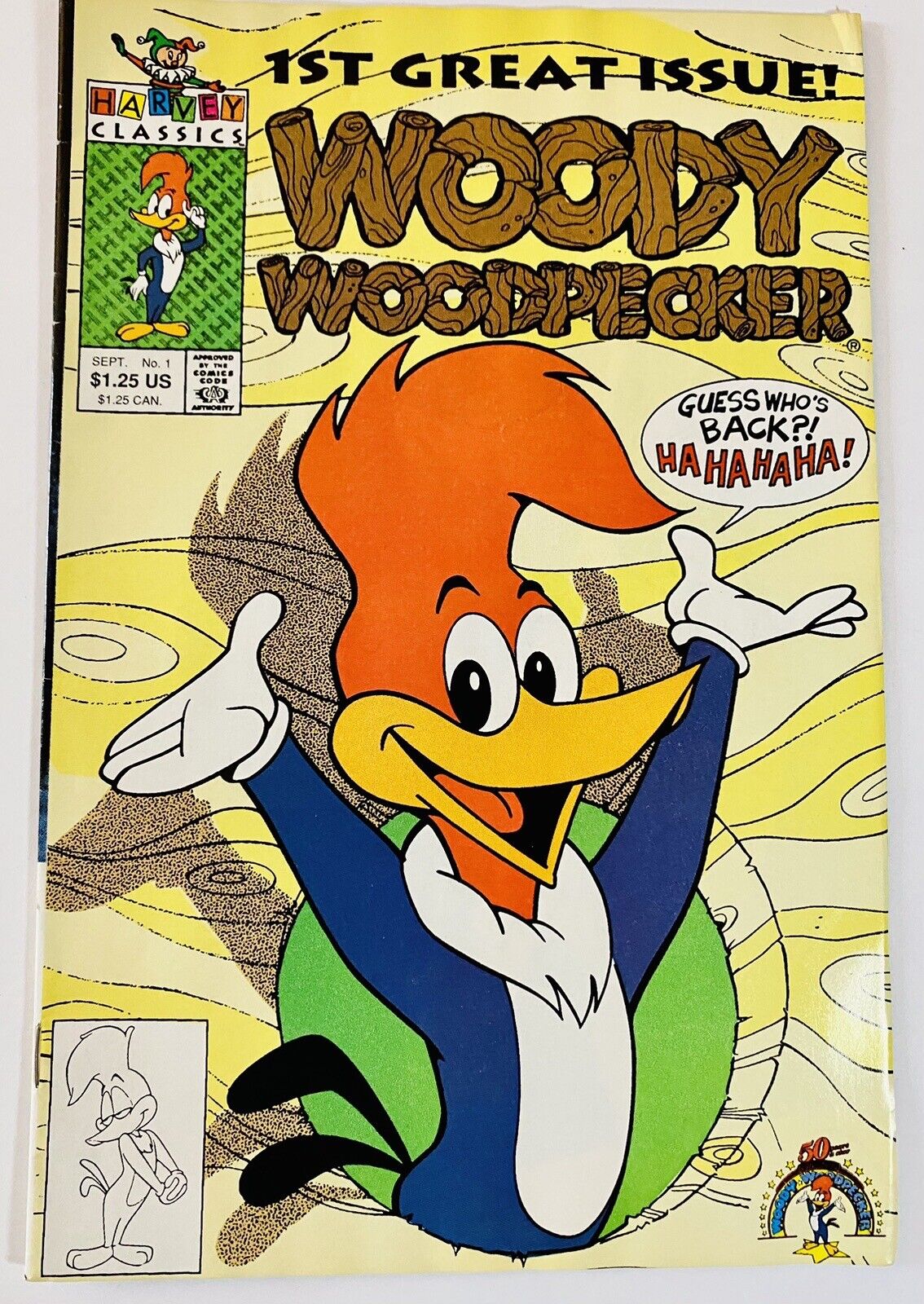 Vintage Harvey Classics WOODY WOODPECKER #1 September 1991 Comic Book