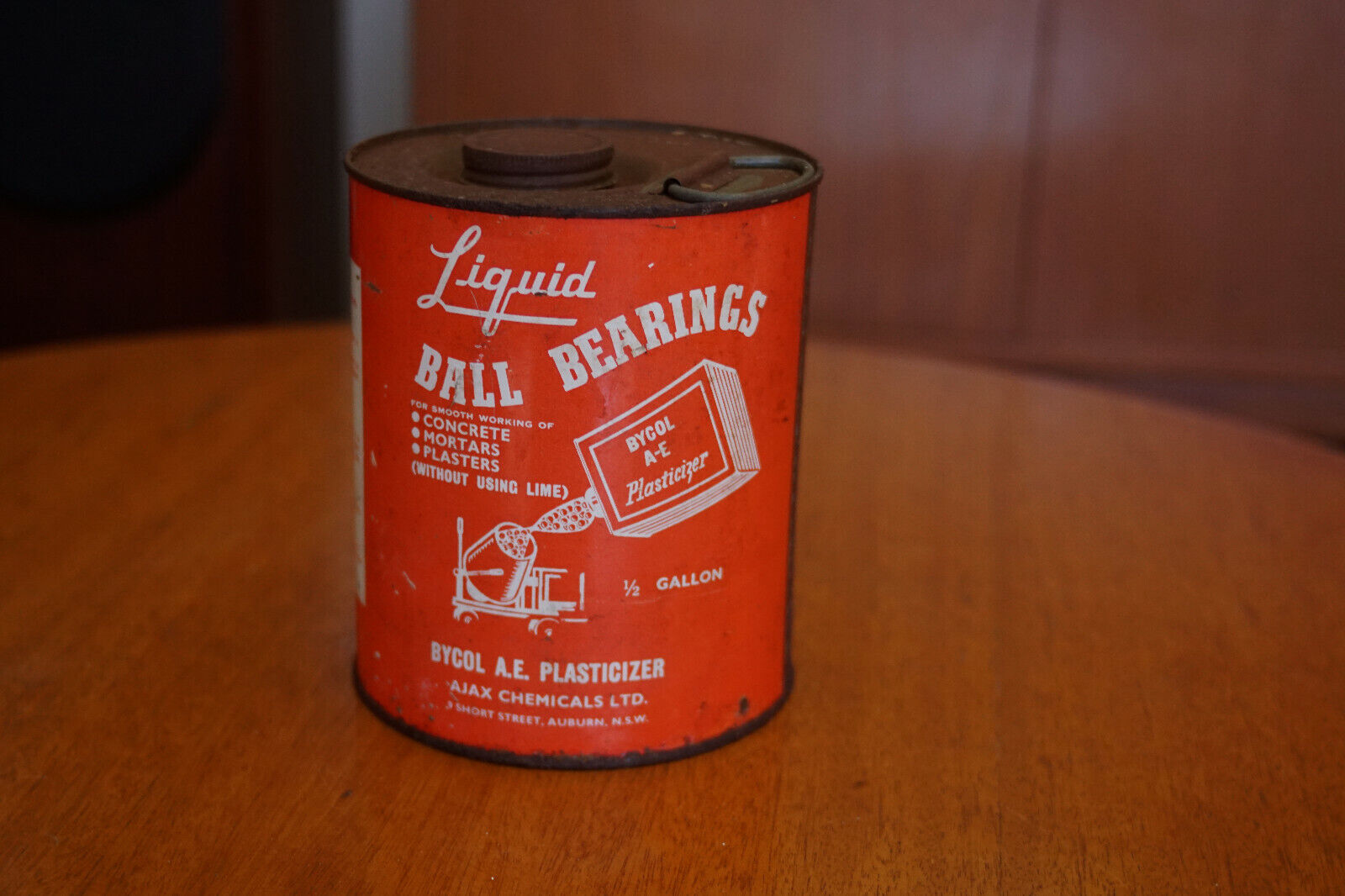 rare liquid ball bearings ajax chemicals vintage tin can