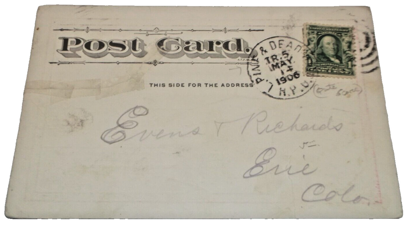 1906 C&NW CHICAGO & NORTH WESTERN LONG PINE & DEADWOOD TRAIN #5 RPO POST CARD