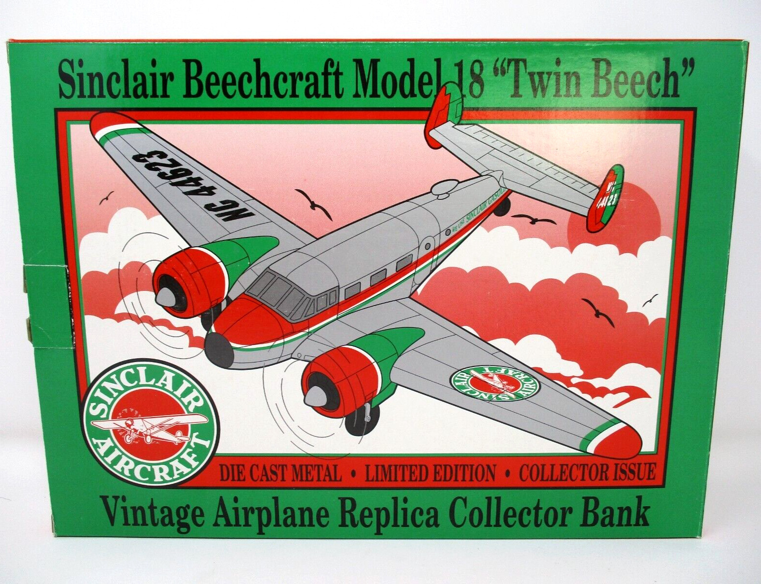 Vintage Sinclair Die Cast Metal Bank Aircraft Beechcraft Model 18 Replica 1997