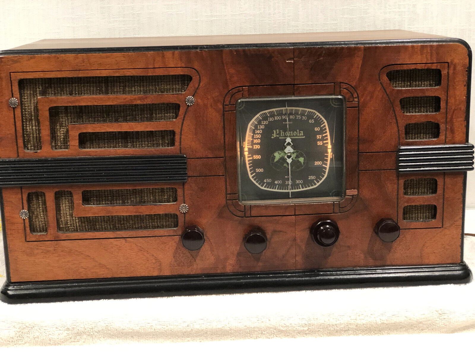 Antique Wood PHONOLA Vintage Art Deco Radio With Original Parts Working