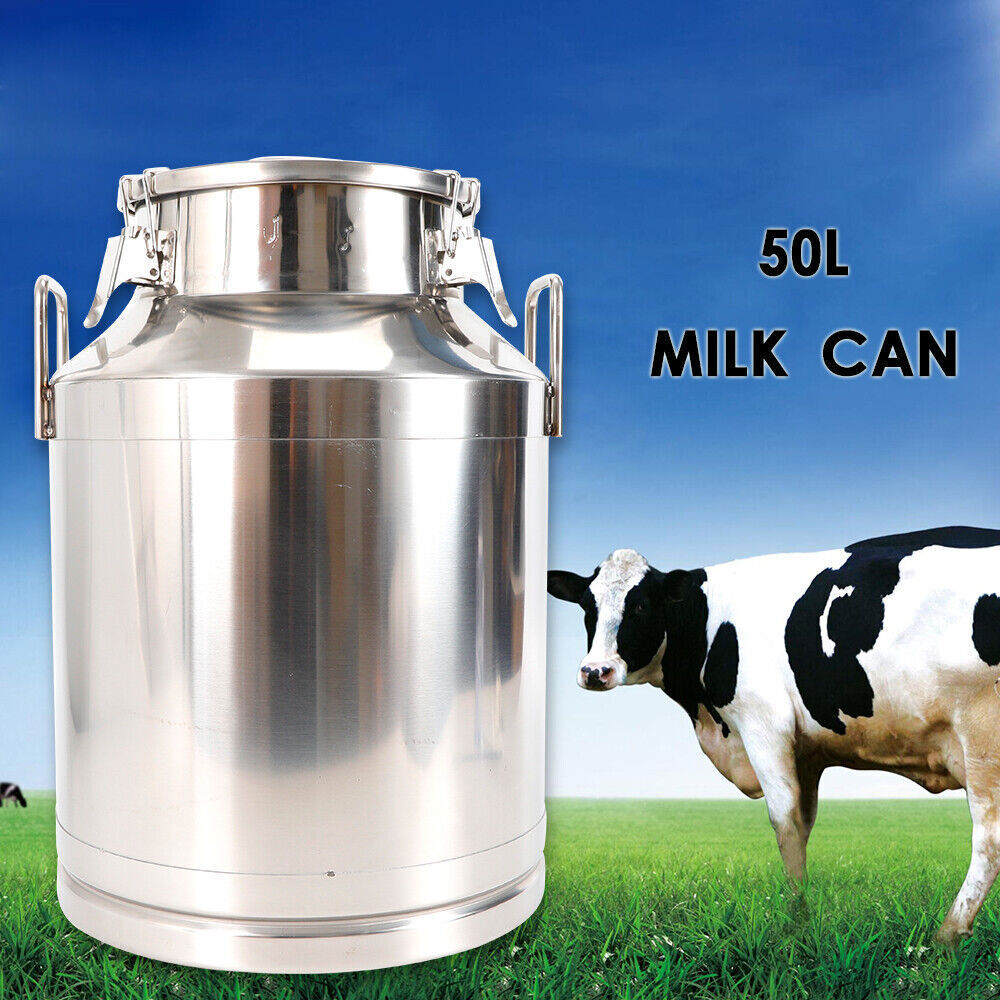 13.25Gallon Stainless Steel Milk Can Jug Pot Wine Pail Bucket Liquid Storage 50L