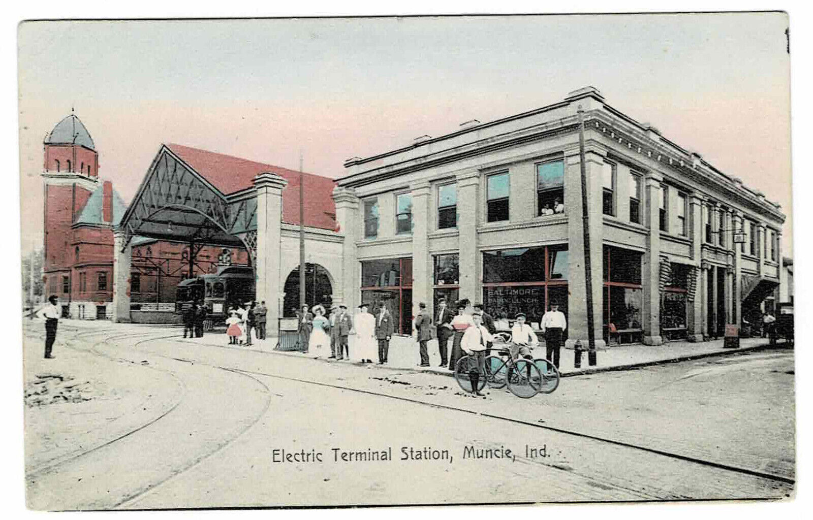 Electric Terminal Station, Muncie, Indiana IN - Vintage Antique DB Postcard 1910