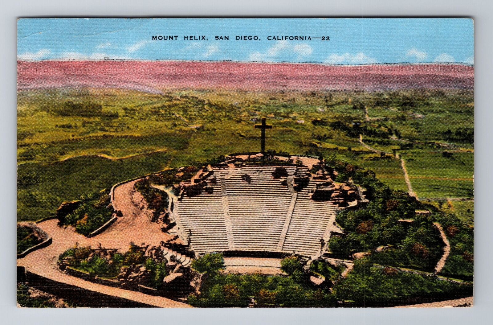 San Diego CA-California, Mount Helix, Antique c1945 Vintage Souvenir Postcard