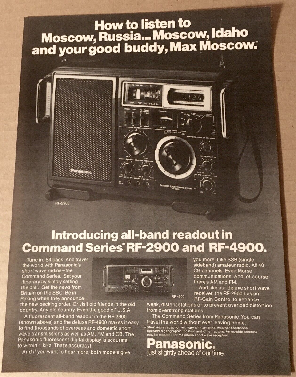 1979 Panasonic Short Wave Radio Command Series RF-2900 print ad advertisement