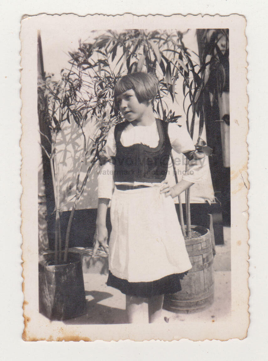 Pretty Cute Young Girl Woman Lovely Unusual Dress Fashion Sweet Vintage Old Phot