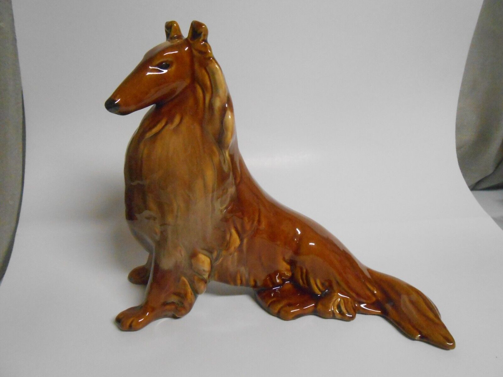 Royal Haeger Collie Dog Large Seated Figurine glossy glaze