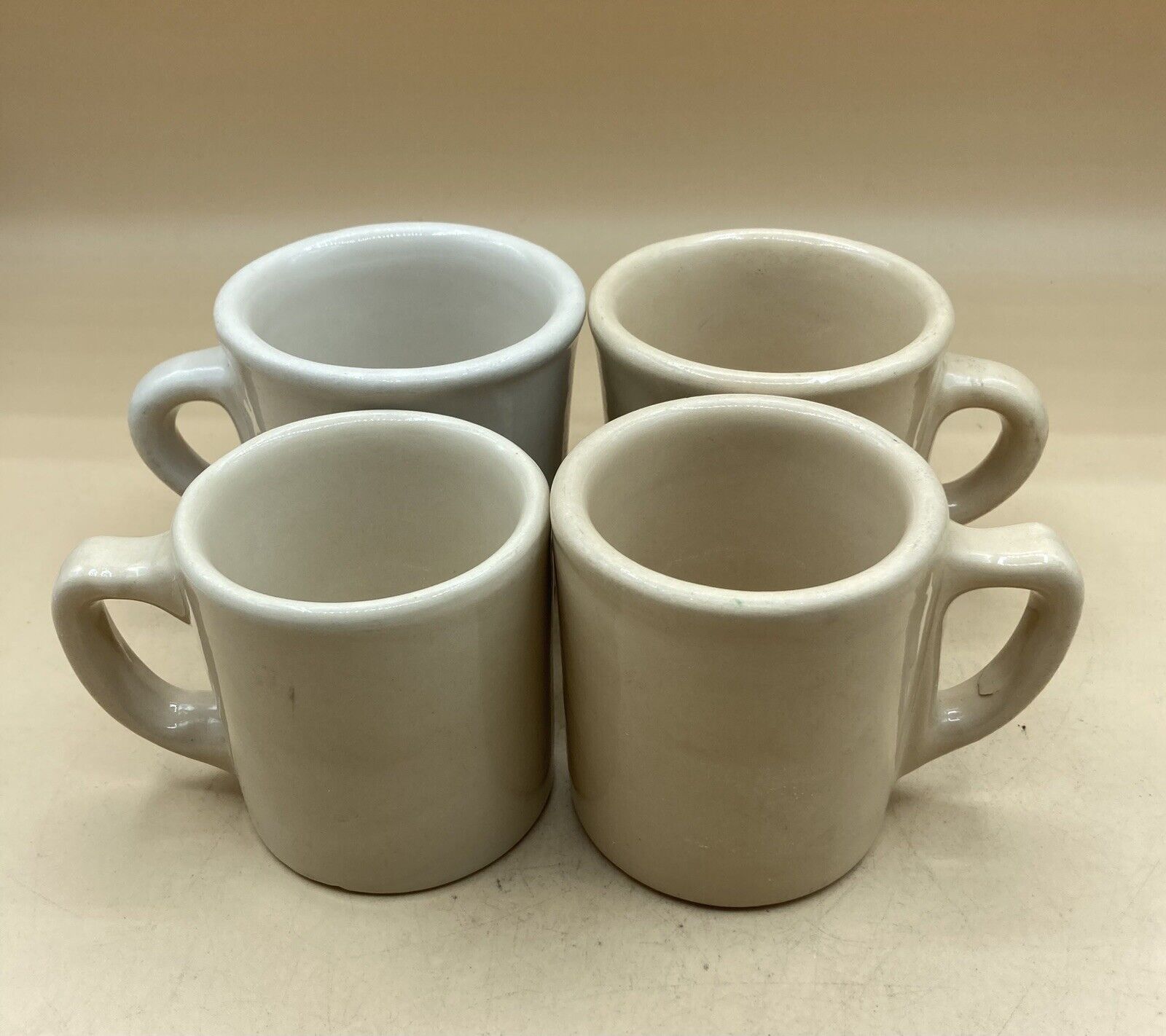 Restaurant Ware Diner Coffee Mugs LOT 4 Tepco China Mixed Sizes Tan