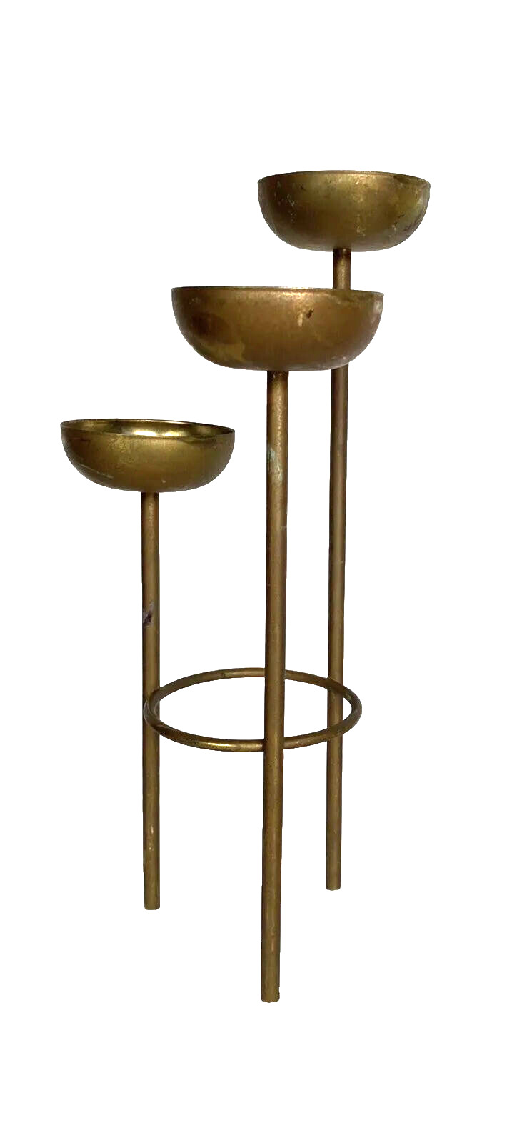 1960\'s Mid-Century Modern Brass Plated 3 Tier Candle Holder, Pillar/Votive 13\