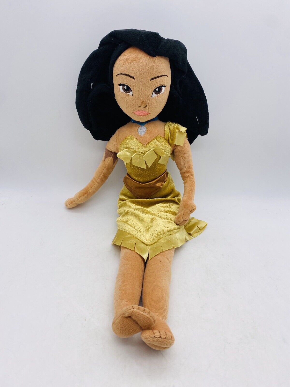 Disney Pocahontas Large Soft Plush Toy Doll Princess Gold Dress Retired