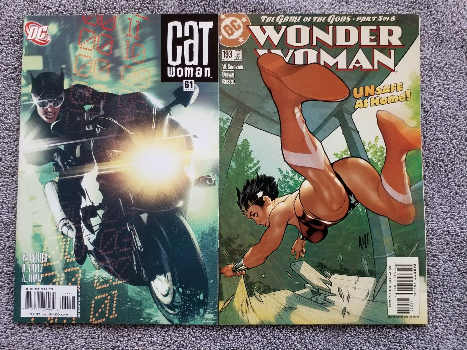 Wonder Woman 193 194 195, Catwoman 61 Adam Hughes Covers