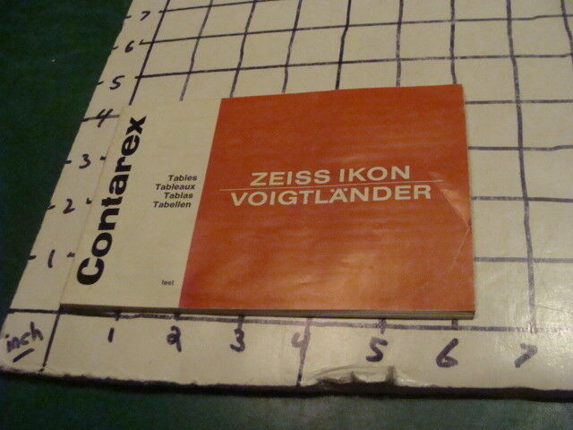 Orig booklet -- 1967 CONTAREX Tables -- Zeiss Ikon -- Voigtlander -- 40pgs 
