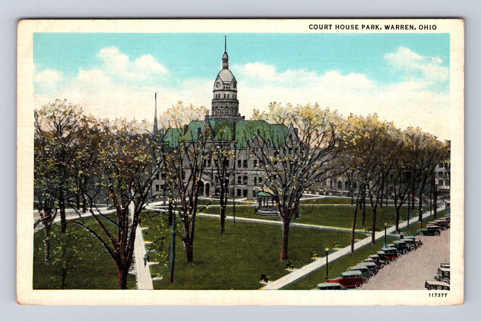 Warren OH-Ohio, Court House Park, Antique Vintage Souvenir Postcard