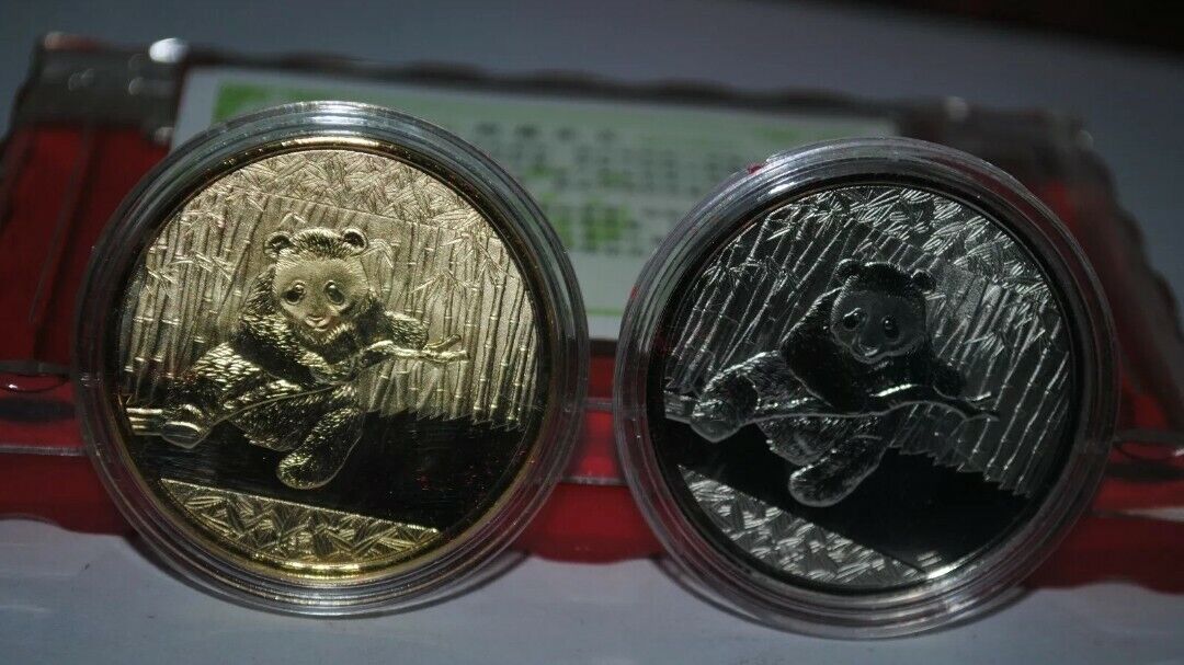 (2)pc 2014 China Panda Alloy Commemorative Coin Set 