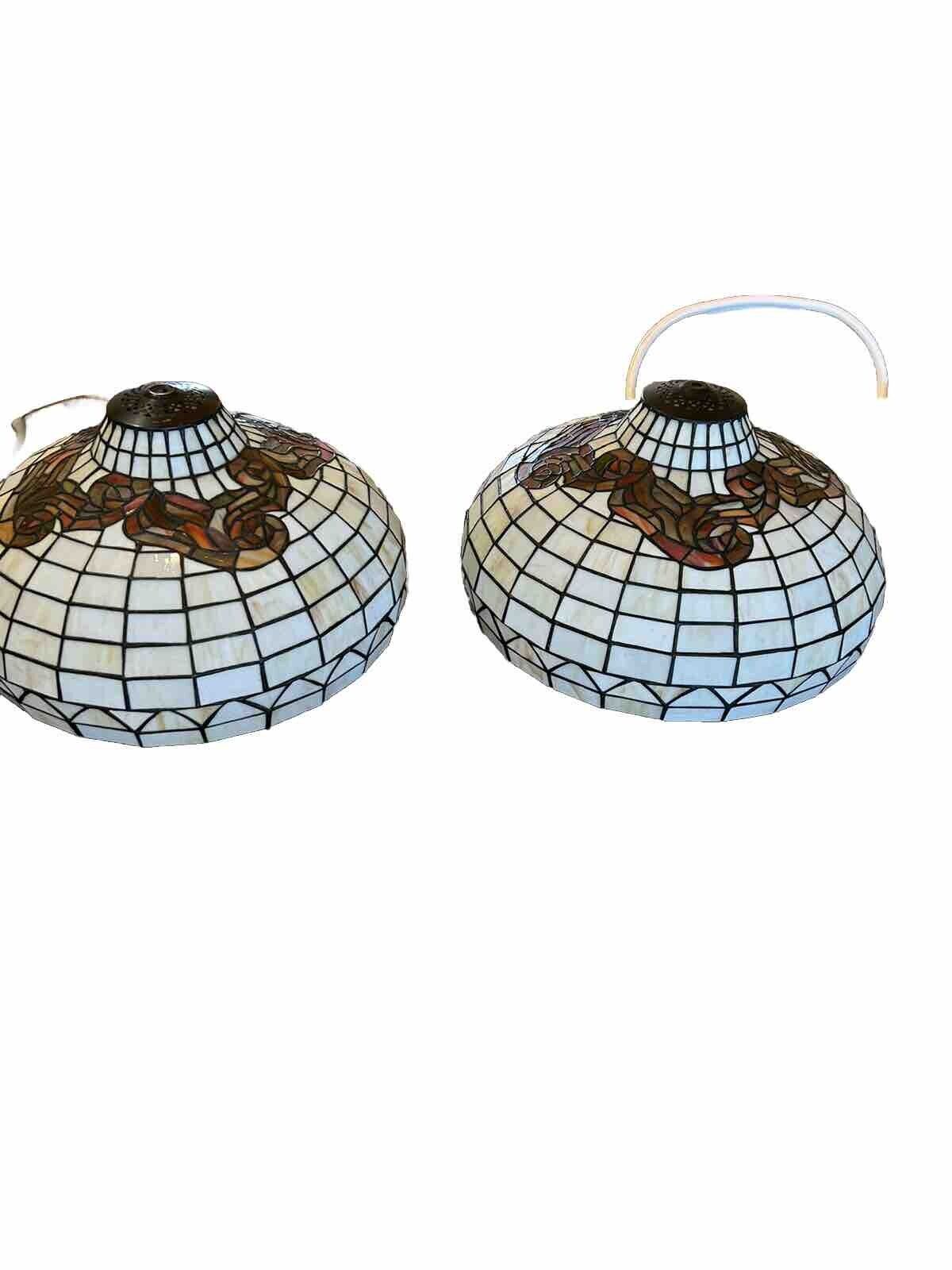 Tiffany Style Lampshades Pair. Never Used. 16 1/2 Width 10 1/2 Inches tall.