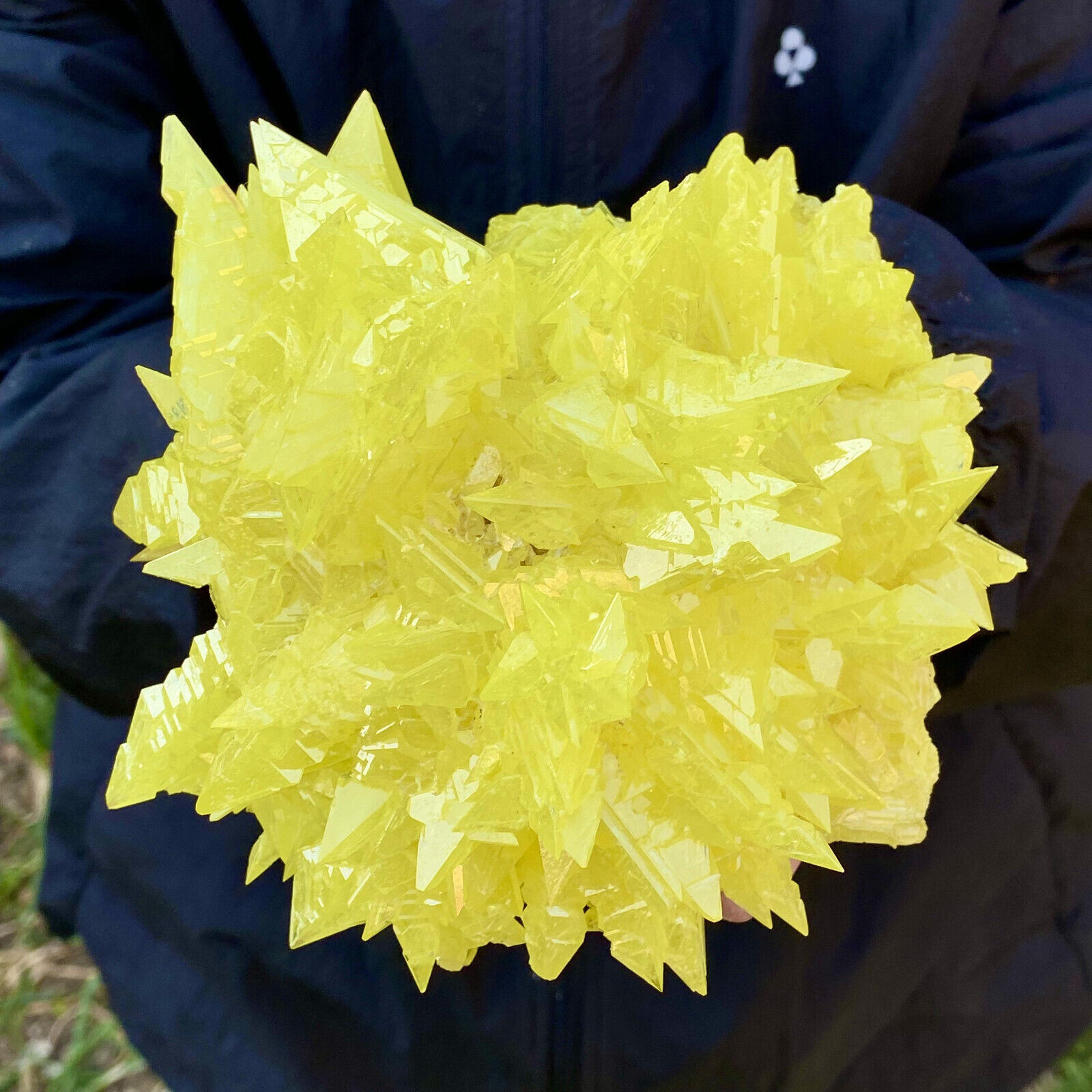 2.7LB Rare yellow sulfur crystal quartz crystal mineral specimen