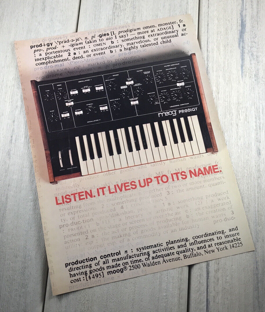 Moog Prodigy Synthesizer 1979 Vintage Original Print Ad