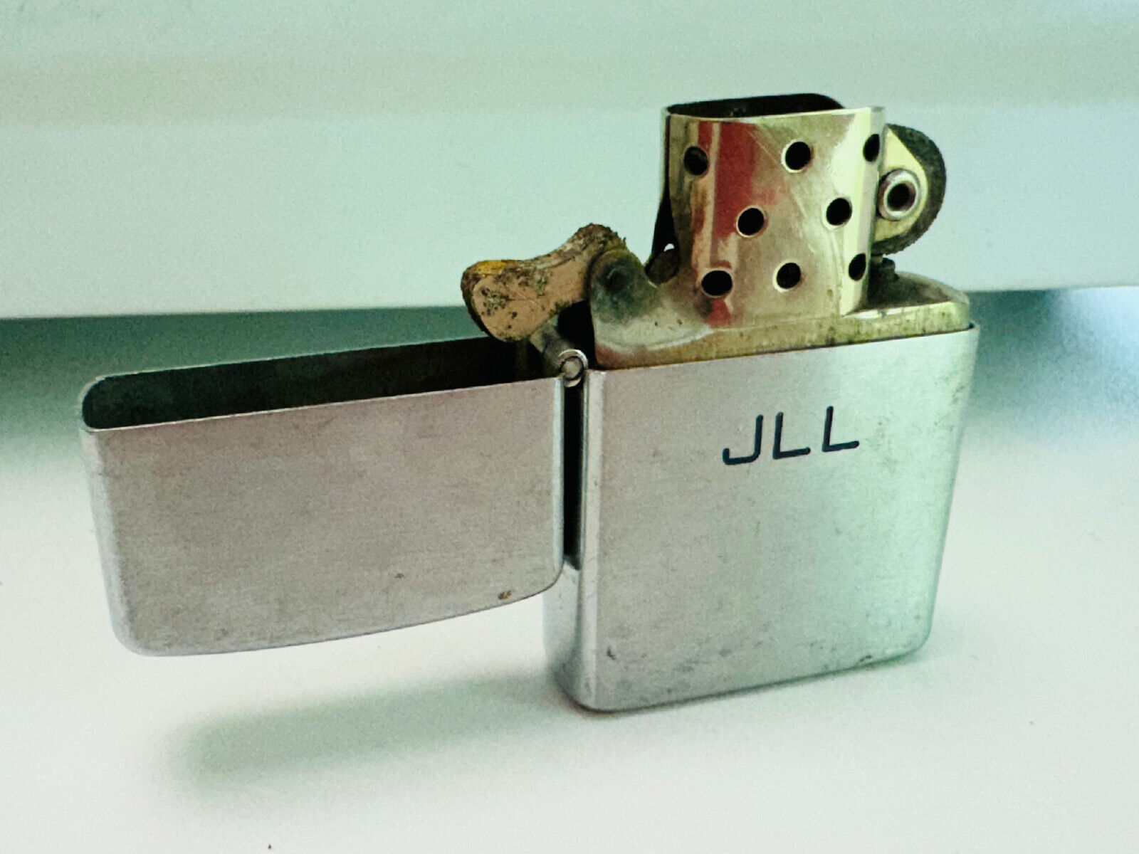 Old Vtg 1940's ZIPPO Cigarette Lighter 3-Barrel Pat. 2032695 W/ Initials JLL