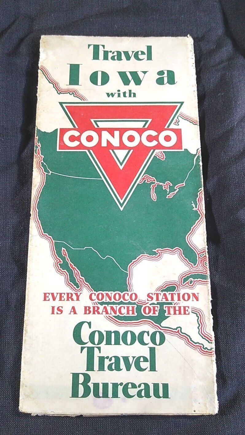 About 1934 Iowa Conoco Road Map - Damaged