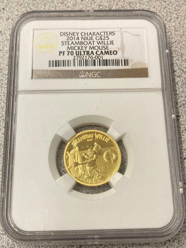 Disney 2014 NIUE Gold G$25 STEAMBOAT WILLIE Mickey Mouse NGC PF70 Ultra Cam