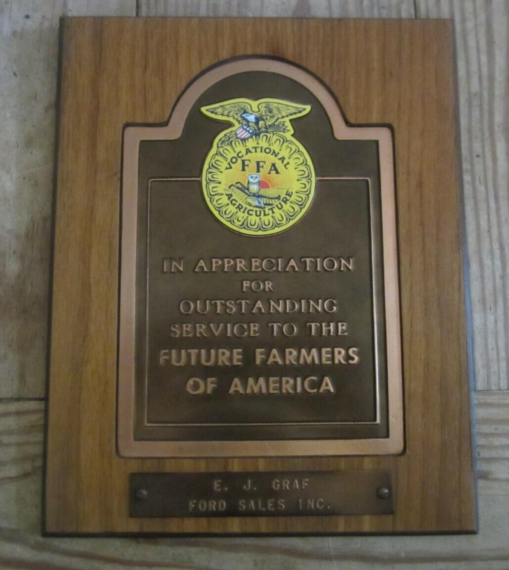 Vintage Plaque E.J. Graf Ford Dealership Winters CA FFA Future Farmers America