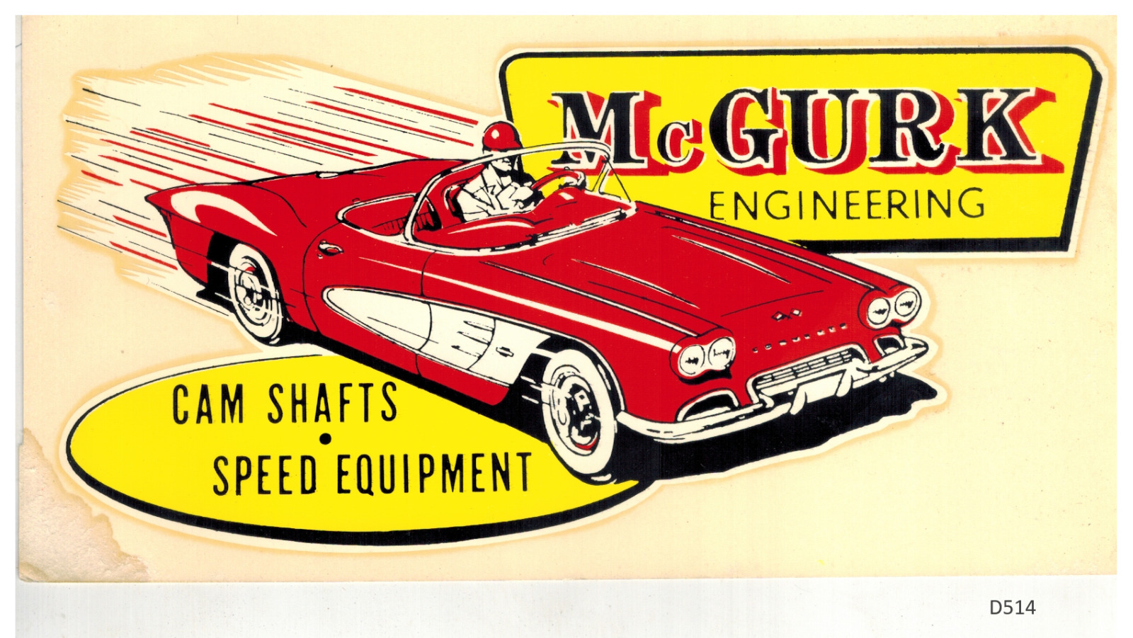 McGurk Engineering Speed Equipment Vintage 60\' water slide decal    8”x4”