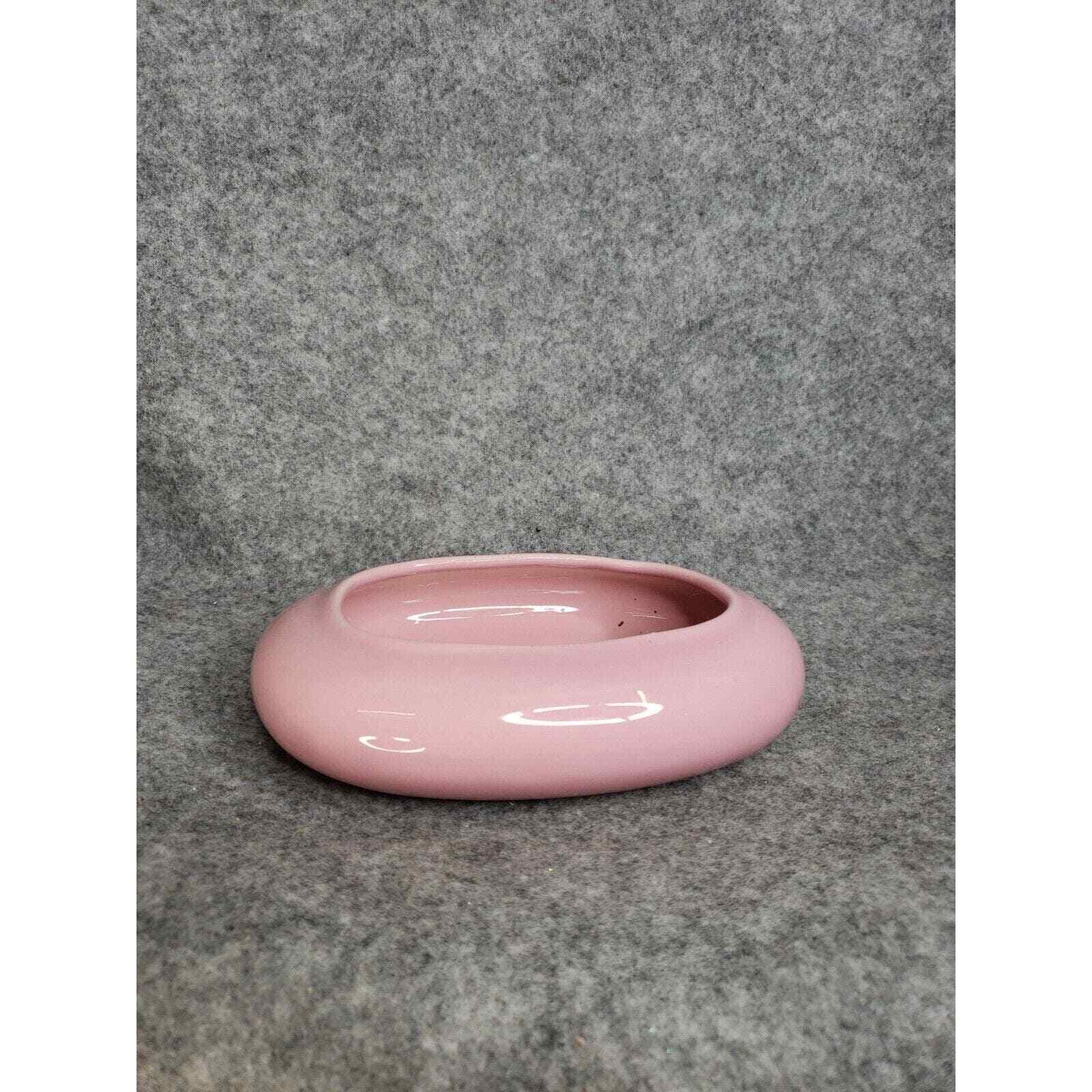 Vintage Haeger Oblong Ceramic Porcelain Planter Vase Rounded Pink Solid Home Dec