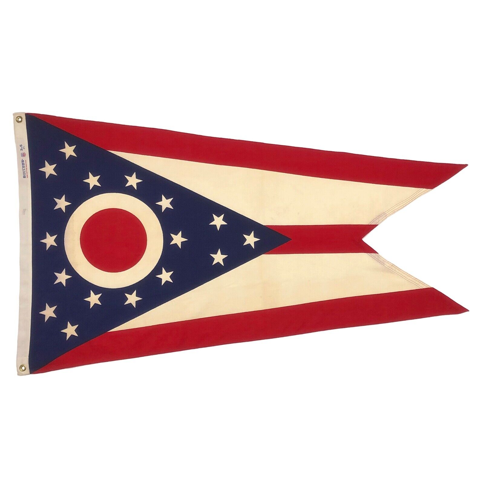Vintage Cotton Ohio State Flag Old Cloth American Textile Art Decor Buckeye USA