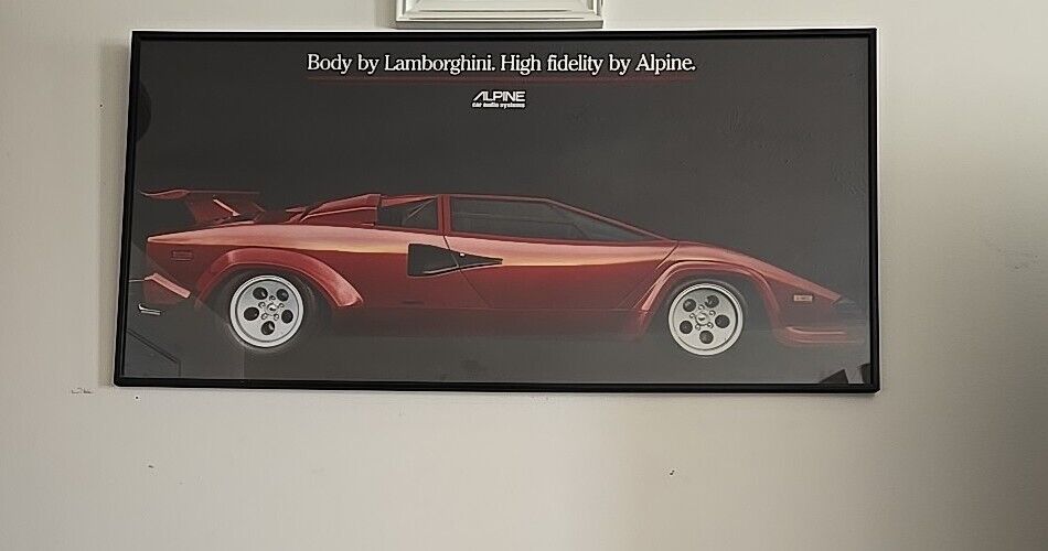 Rare Alpine Car Audio Systems Lamborghini Poster Professionally Framed 